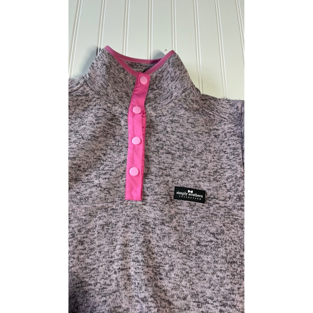 Simply Southern Womens Purple Marl Quarter Snap Fleece Pullover Sweater Large - Picture 6 of 9